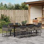 vidaXL Ensemble de Salle à Manger de Jardin avec Coussins de 9 Pièces Gris Rattan PE