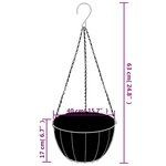 vidaXL Jardinières suspendues 4 Pièces avec doublure coco Noir Ø 40x63 cm