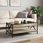 vidaXL Table basse avec LED infini chêne sonoma 90x50x38 cm