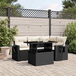 vidaXL Salon de jardin 5 Pièces avec coussins noir résine tressée
