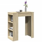 vidaXL Table de bar avec étagères chêne sonoma bois d'ingénierie
