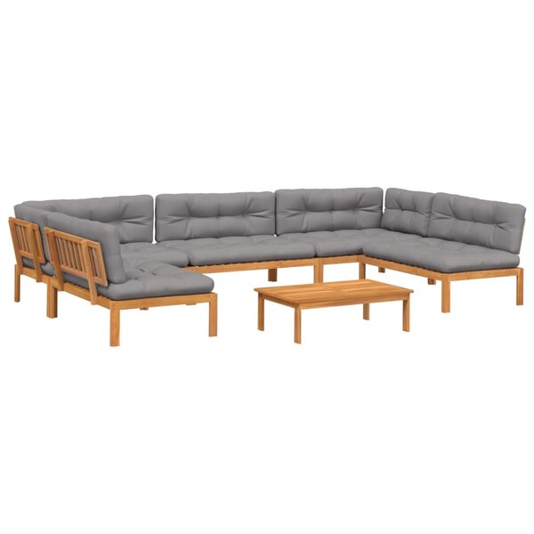 vidaXL Salon palette de jardin avec coussins 6Pièces bois d'acacia massif