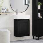 vidaXL Meuble de salle de bain avec robinet Noir 45 5 x 22 5 x 84 cm