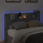 vidaXL Armoire tête de lit avec LED gris béton 160x16 5x103 5 cm