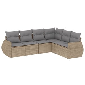 vidaXL Salon de jardin avec coussins 6 Pièces beige résine tressée
