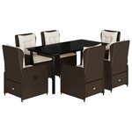 vidaXL Ensemble à manger de jardin et coussins 7 Pièces marron rotin