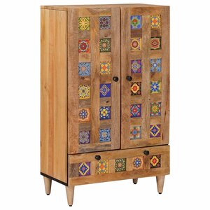 vidaXL Haut Armoire Naturel 60 x 33 5 x 100 cm Bois de mangue massif
