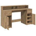 vidaXL Bureau avec lumières LED chêne artisanal bois d'ingénierie