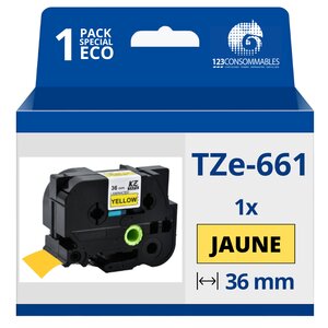 Ruban compatible Brother  TZe661 - Texte noir sur fond jaune