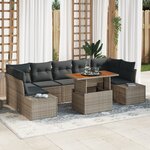 vidaXL Ensemble de salle à manger de jardin 8 pièces avec coussins en poly rattan gris et acacia