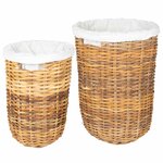 vidaXL Panier à Linge 2 Pièces Marron Rattan Kubu