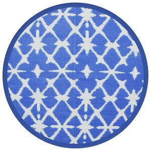 vidaXL Tapis d'extérieur ARAKIL bleu et blanc Ø120 cm PP