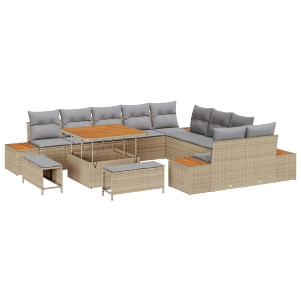 vidaXL Ensemble de canapé de jardin 13 Pièces Beige et Gris clair