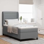 vidaXL Lit à ressorts avec matelas Gris clair 90 x 200 cm tissu