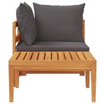 vidaXL Salon de jardin 2 Pièces avec coussins gris foncé Bois d'acacia