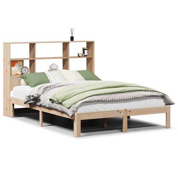 vidaXL Lit bibliothèque sans matelas 135x190 cm bois de pin massif