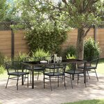 vidaXL Ensemble de jardin de 7 pièces avec coussins en poly rotin noir