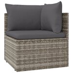 vidaXL Salon de jardin 5 Pièces avec coussins Gris Résine tressée