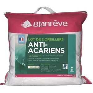 2 Oreillers blanc triple protection 60 x 60 cm