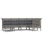 vidaXL Salon de jardin 6 Pièces avec coussins Gris Résine tressée