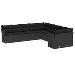 Canapé jardin 13 pièces avec coussins noir rotin acacia