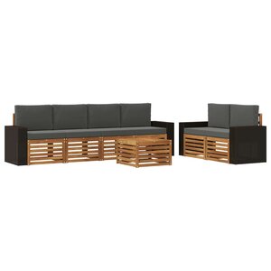 vidaXL Ensemble de canapés d'extérieur 7 Pièces Naturel et Anthracite