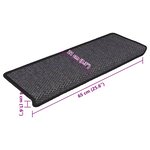 vidaXL Tapis d'escalier autocollants 15 Pièces 65x21x4 cm Anthracite