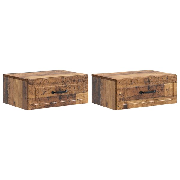 vidaXL Cabinet de chevet mural 2 Pièces Bois ancien 49 x 34 5 x 20 cm