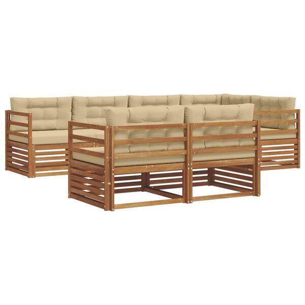 vidaXL Ensemble de canapés d'extérieur 7 pc Naturel et Beige