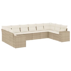 vidaXL Salon de jardin avec coussins 10 Pièces beige résine tressée