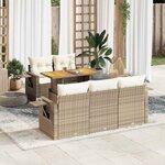 vidaXL Salon de jardin avec coussins 6 Pièces beige résine tressée