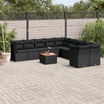 vidaXL Salon de jardin 11 Pièces avec coussins noir résine tressée