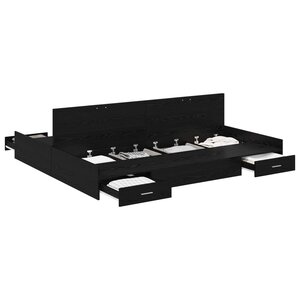 vidaXL Cadre de lit avec rangement avec tiroir Chêne noir 200 x 200 cm