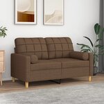 vidaXL Canapé 2 places avec oreillers décoratifs marron 120 cm tissu