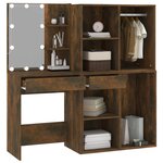 vidaXL Coiffeuse à LED avec armoires Chêne fumé Bois d'ingénierie