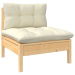 vidaXL Salon de jardin 6 Pièces avec coussins crème bois de pin