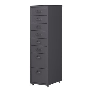 Caisson de bureau armoire meuble de rangement à roulettes avec 8 tiroirs 109 x 28 x 41 cm gris foncé 03_0009112