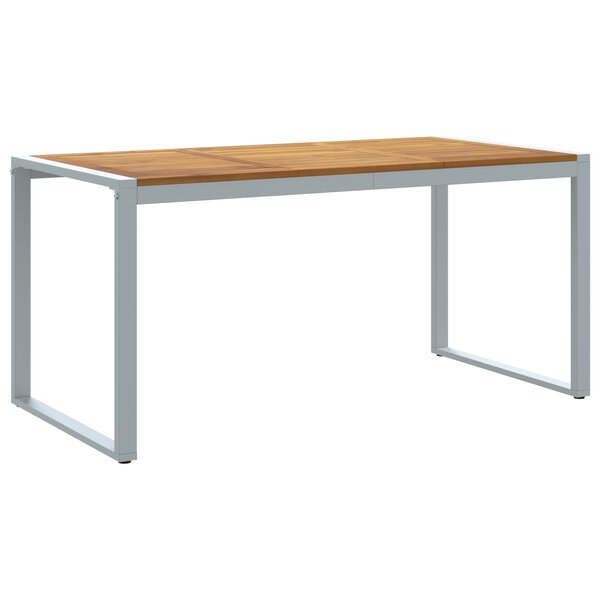 Table de salle à manger extérieure vidaXL Grise 160x80x75 cm Acier et Bois Massif d'Acacia