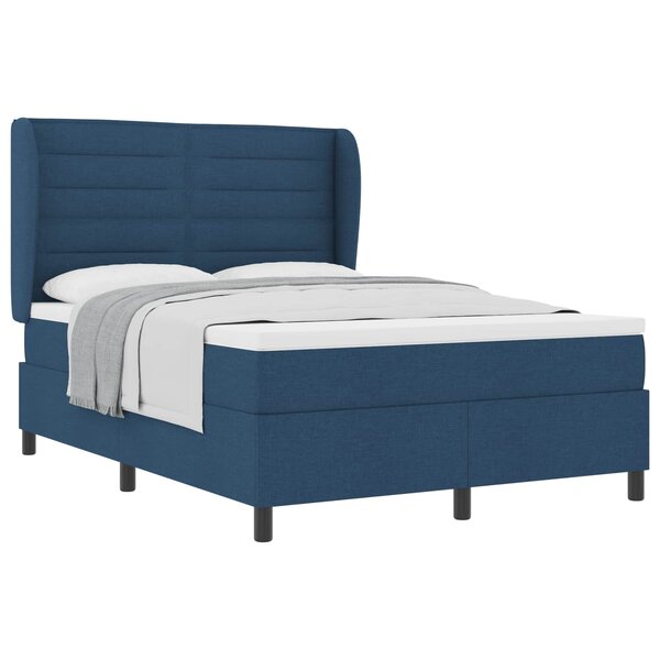 vidaXL Lit à ressorts avec matelas Bleu 140 x 190 cm tissu
