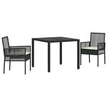 vidaXL Ensemble de salle à manger pour jardin 3 Pièces Noir polyrotin