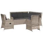 vidaXL Salon de jardin 5 Pièces avec coussins gris clair résine tressée