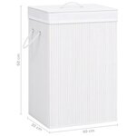 vidaXL Panier à linge avec une seule section bambou blanc