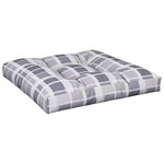 vidaXL Coussins de palette lot de 2 motif à carreaux gris tissu