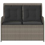 vidaXL Banc de jardin avec coussin Gris Poly rotin