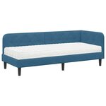 vidaXL Cadre de lit d'angle avec matelas Bleu 80 x 200 cm Velours