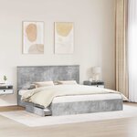 vidaXL Lit de Rangement Gris béton 200 x 200 cm Bois d'ingénierie