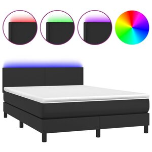 vidaXL Sommier à lattes de lit avec matelas et LED Noir 140x190 cm