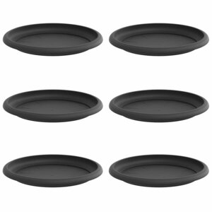 vidaXL Plateau à fleurs rond 6 Pièces Noir Ø 17 5 x 2 cm Plastique
