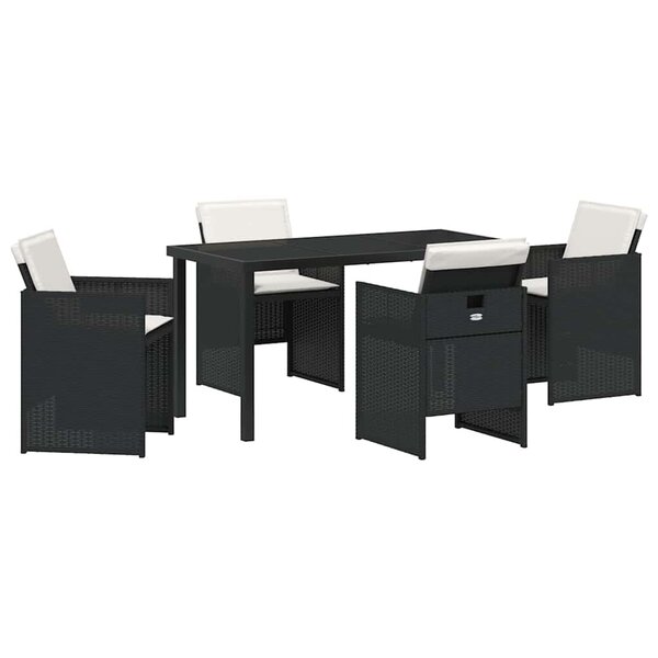 vidaXL Ensemble de salle à manger pour jardin 5 Pièces Noir Poly rotin