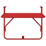 vidaXL Table Suspendue de Balcon Rouge 60 x 39 x 65 cm Acier